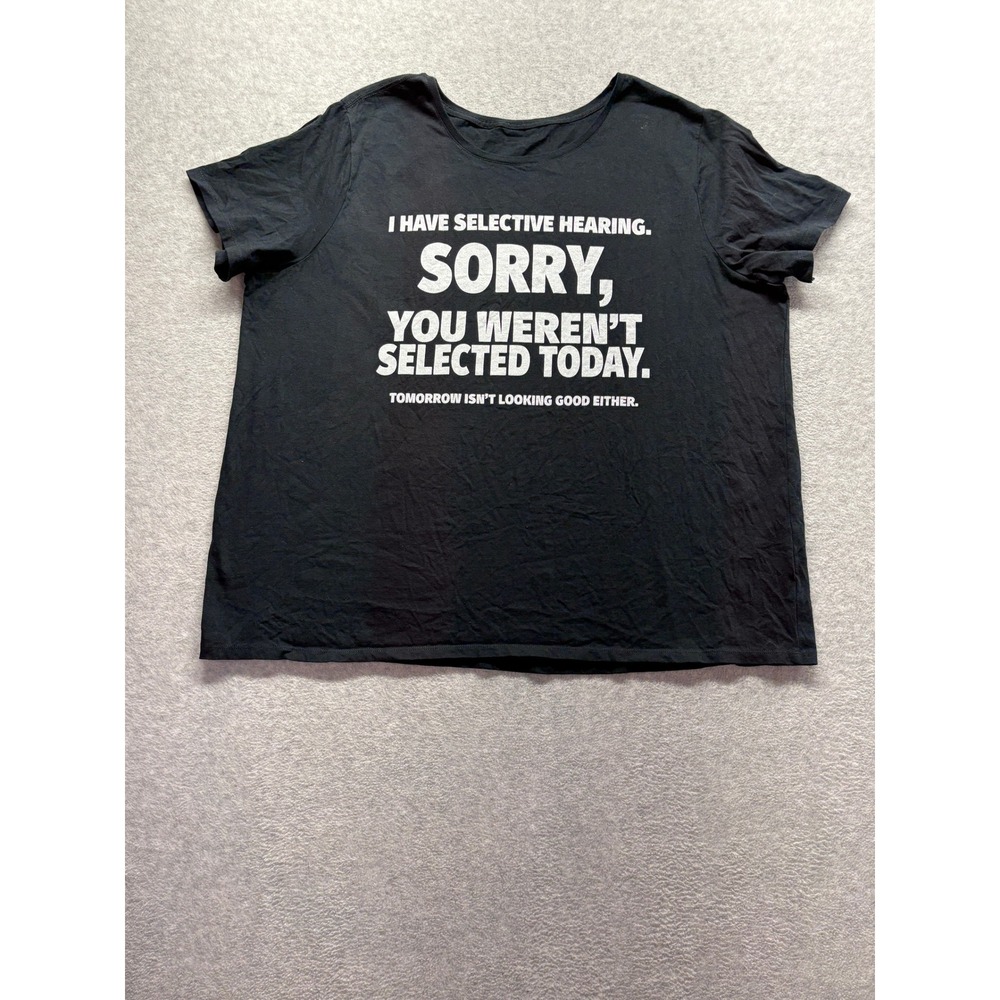 Gildan Selective Hearing Graphic T-Shirt Black Cotton 4X Funny Sarcastic Tee